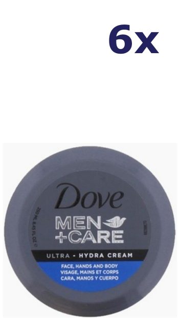 6x Dove Bodycreme - Men Ultra Hydra Cream Face Hand & Body 250 ml