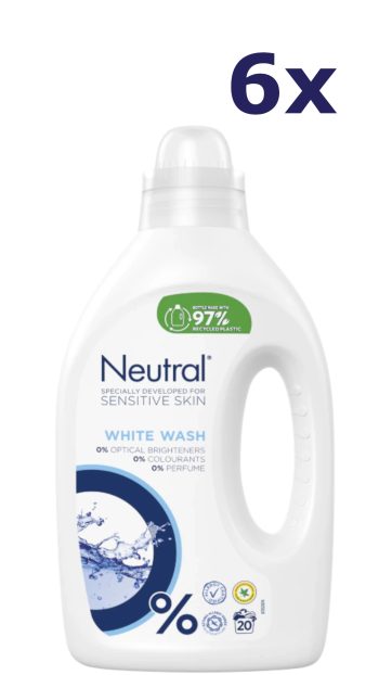 6x Neutral Vloeibaar Wasmiddel Wit 1 L