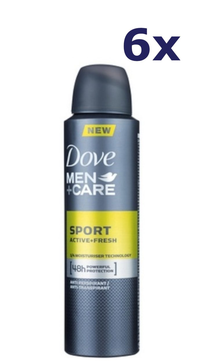 6x Dove Deospray Men - Care Sport active + fresh 150ml