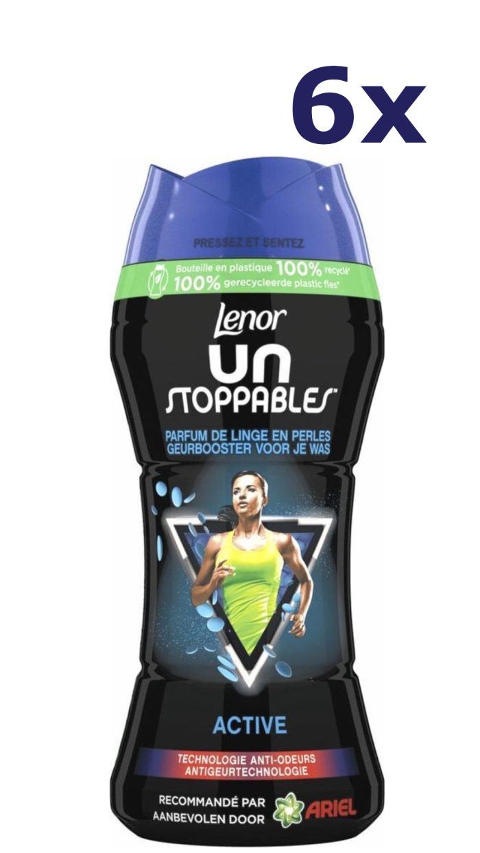 6x Lenor Unstoppable Geurbooster Actief - 224 gr. 16 wasbeurten