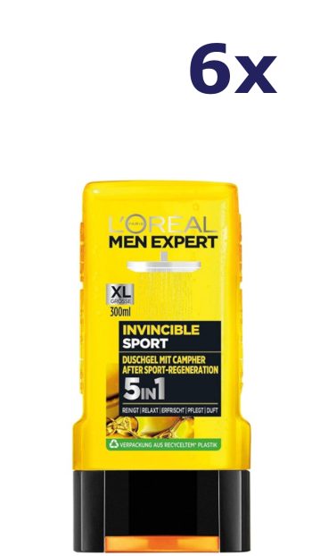 6x L'Oreal Men Expert douchegel 250ml Invincible Sport