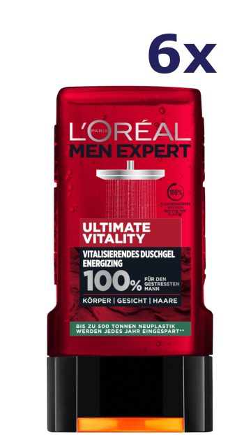 6x L'Oreal Men Expert douchegel 250ml Ultimate Vitality