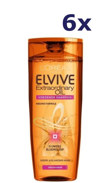 6x L'Oreal Elvive Shampoo - Extraordinary Oil 250 ml