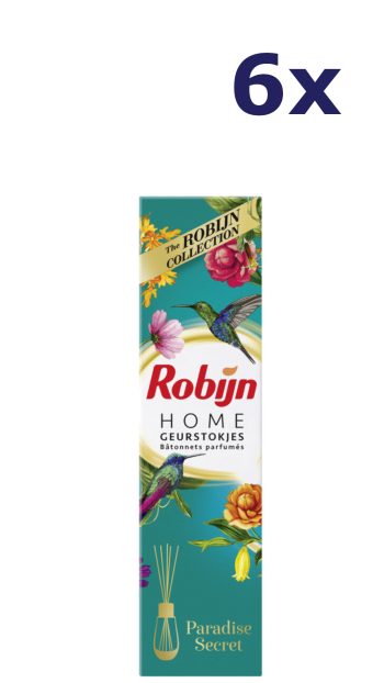 6x Robijn Home Geurstokjes – Paradise Secret 45 ml
