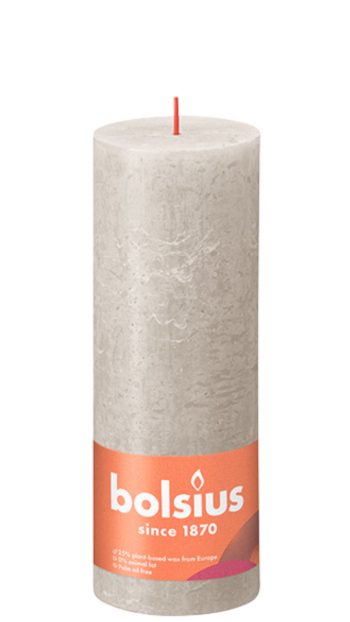 Bolsius rustiek stompkaars, zand grijs, 190x68MM
