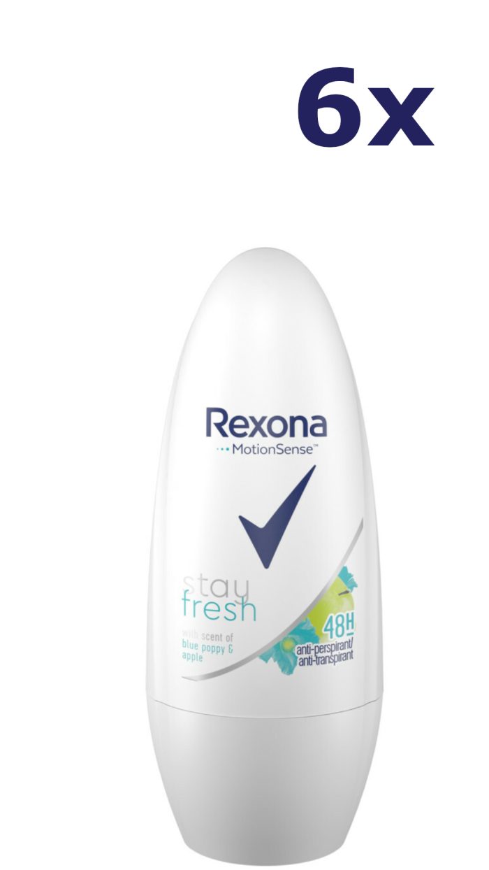 6x Rexona Deo Roll-on – Stay Fresh Blue Poppy & Apple 50 ml