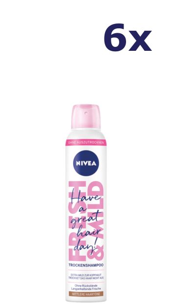6x Nivea droogshampoo Fresh & Mild 200ml normaal haar