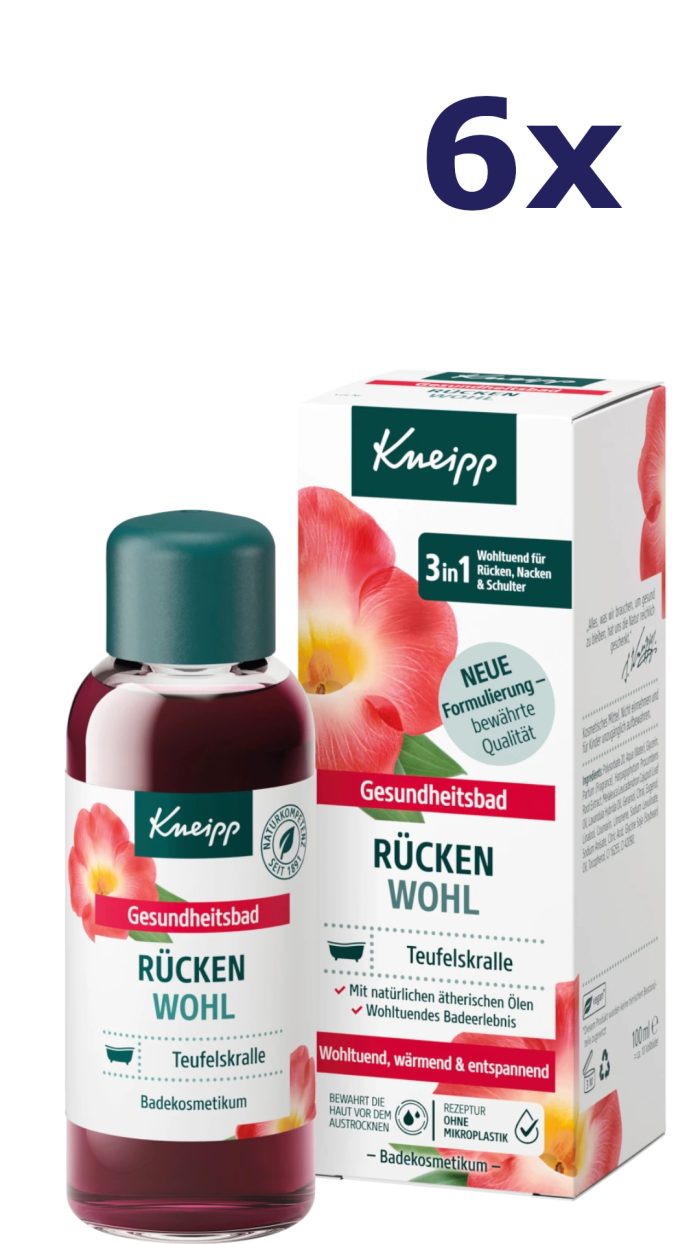 6x Kneipp badolie 100ml Rücken Wohl, duivelskruid 100ml