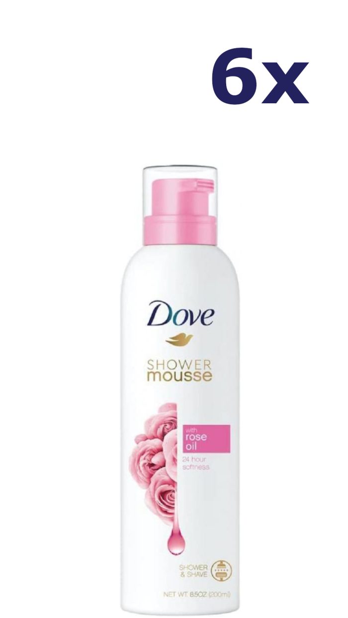 6x Dove Shower Mousse - Rose Oil 200 ml
