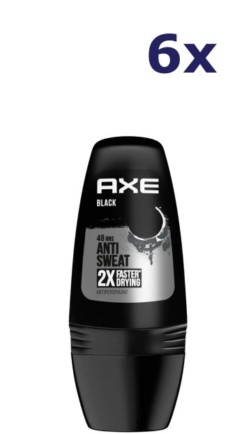 6x Axe Deodorant Roller Black Dry - 50 ml