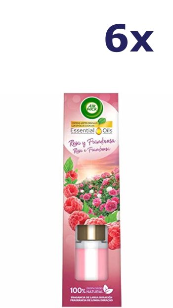 6x Airwick Life Scents Essential Oils Geurstokjes rozen en frambozen 40ML