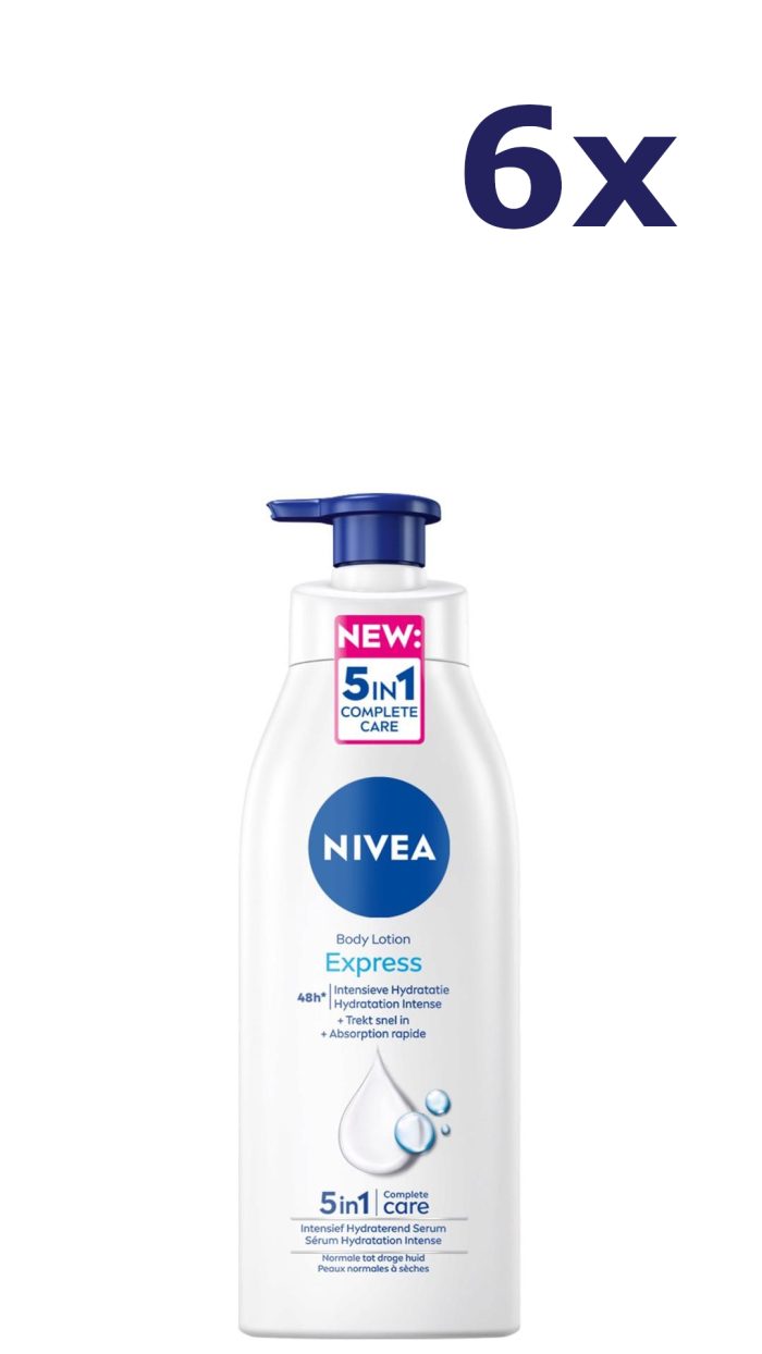 6x Nivea Bodylotion – Express met Pompje 400 ml