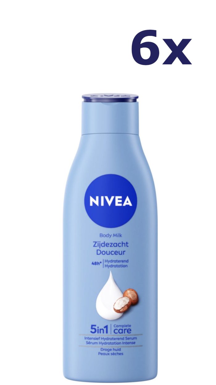 6x Nivea Body milk zijdezacht 250ml
