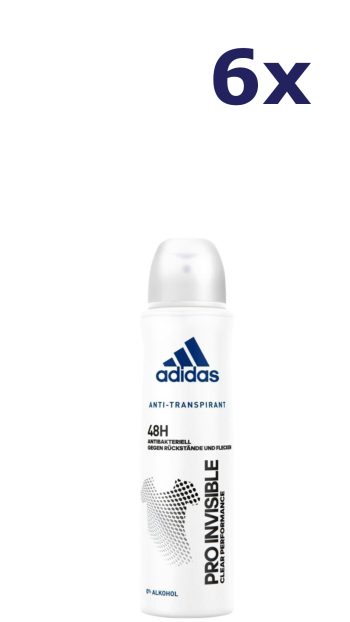 6x Adidas spray deodorant 150 ml. Pro invisible