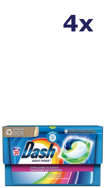 4x Dash Pods wasmiddel Allin1 - 20sc 414gr stralende kleuren