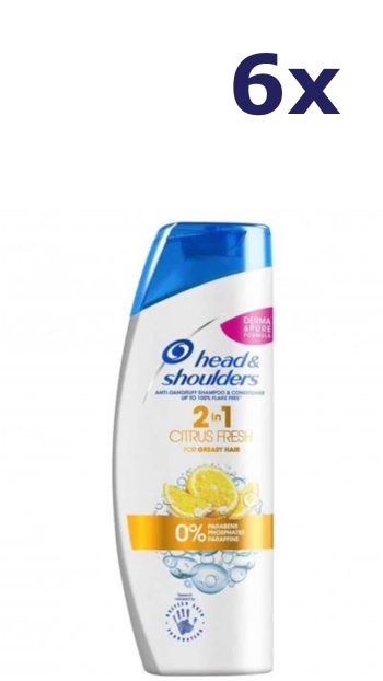 6x Head & Shoulders Shampoo - 270ml - citrus fresh 2in1
