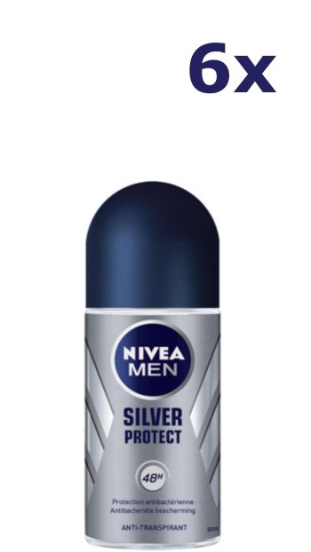 6x Nivea Men Deodorant Roller Silver Protect 50ML