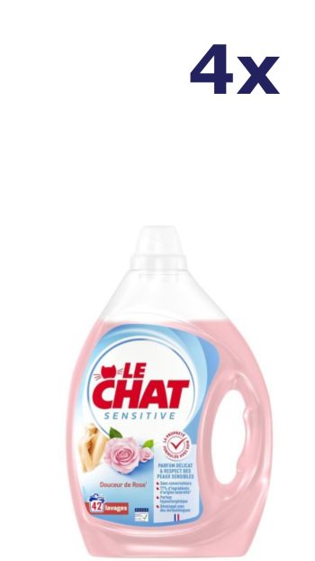 4x Le Chat Sensitive Zachtheid van Rozen 1,89L 42SC Wasmiddel