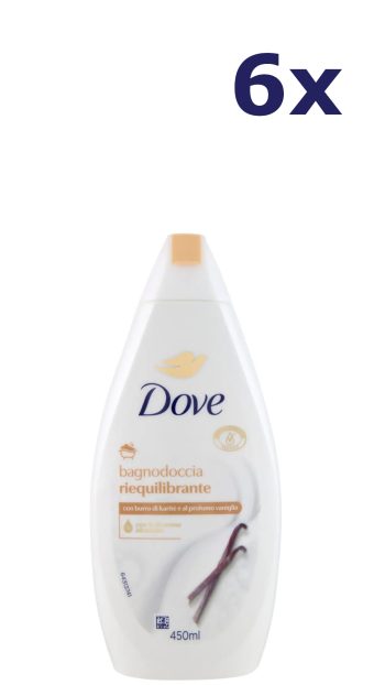 6x Dove Douchegel - Vanilla Shea Butter 450 ml