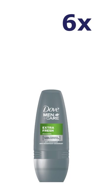 6x Dove Men+Care Extra Fresh Deodorant Roller 50ML