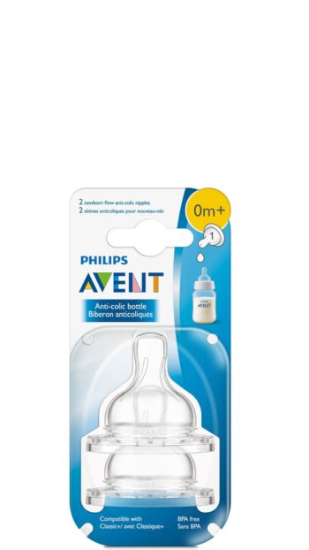 Philips Avent Anti-colic Baby Bottle Newborn Flow 0m+ maat 1, 2 stuks flesspeen