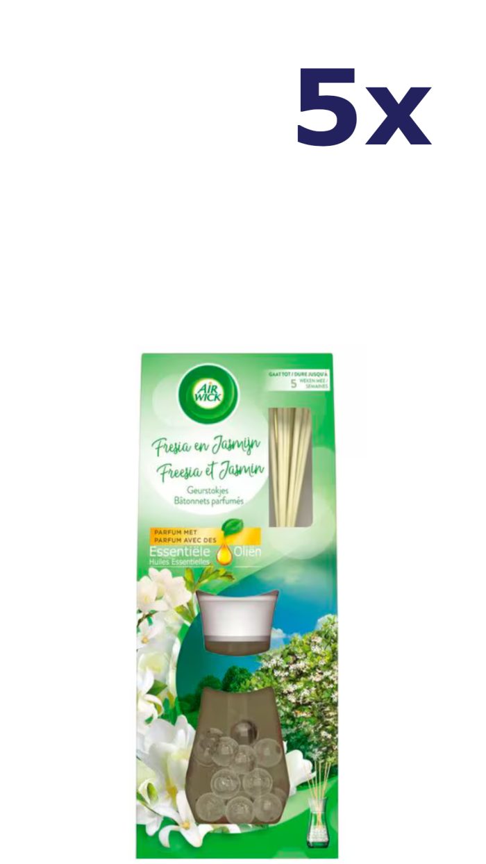 5x Airwick Essentiele olien - geurstokjes -33ml - fresia en jasmijn