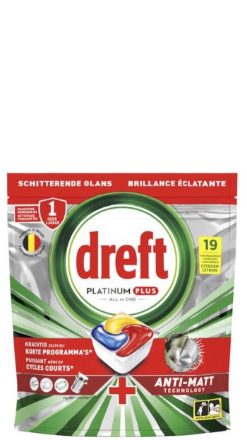 Dreft Platinum plus Allin1 - 19 tabs295g anti-matt lemon vaatwastabletten