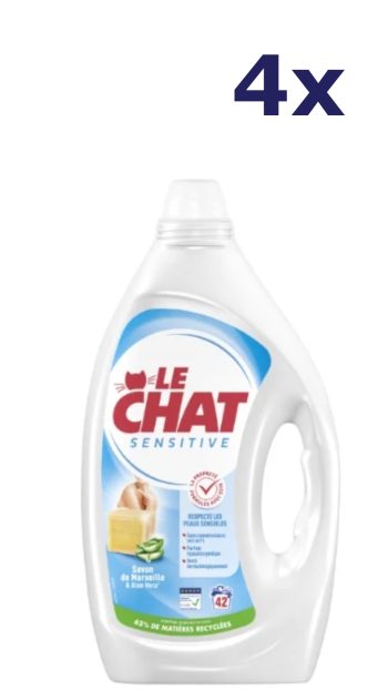 4x Le Chat sensitive vloeibaar wasmiddel 1,89l 42sc
