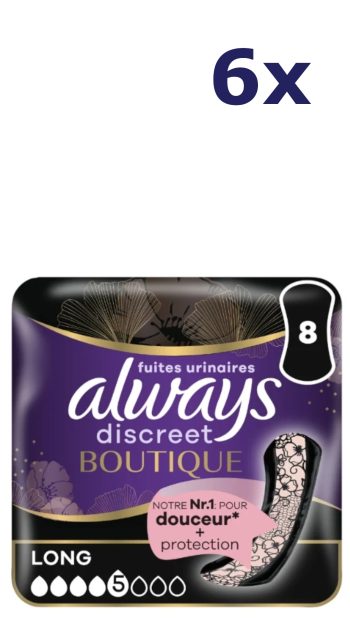 6x Always discreet boutique 8st lang incontinentie maandverband