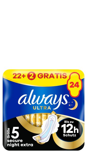 Always maandverband 24st ultra secure night met vleugels maat 5