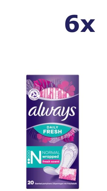 6x Always Dailies Fresh Scent inlegkruisjes 20s