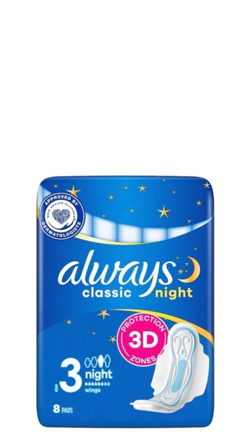 Always maandverband Classic 8st nacht met vleugeltjes maat 3