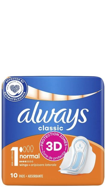 Always maandverband Classic 10st Normal met vleugeltjes maat 1