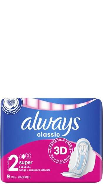 Always maandverband Classic 9st Maxi met vleugeltjes maat 2