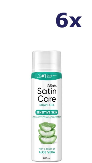 6x Gillette Women Satin Gel Sensitive Skin 200ml scheergel